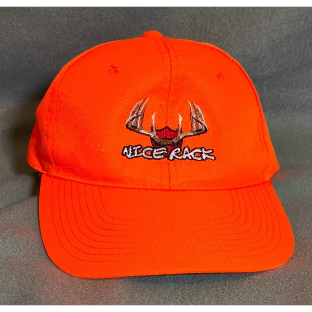 Nice Rack Blaze Orange Hunting Hat Deer Antler Logo Cap Adult Adjustable Used
